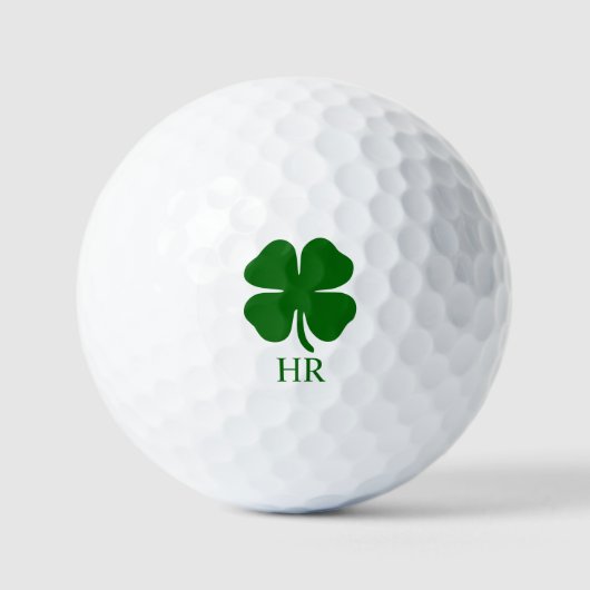 Balles De Golf Trèfle Vert Monogramme Personnalisé (Recto)