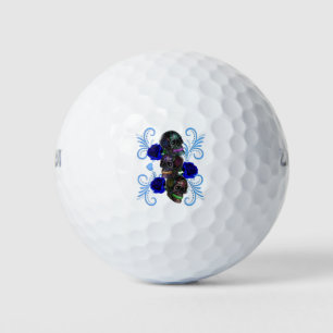 Balles De Golf Triple Jour Noir Des Crânes Morts Roses Bleus