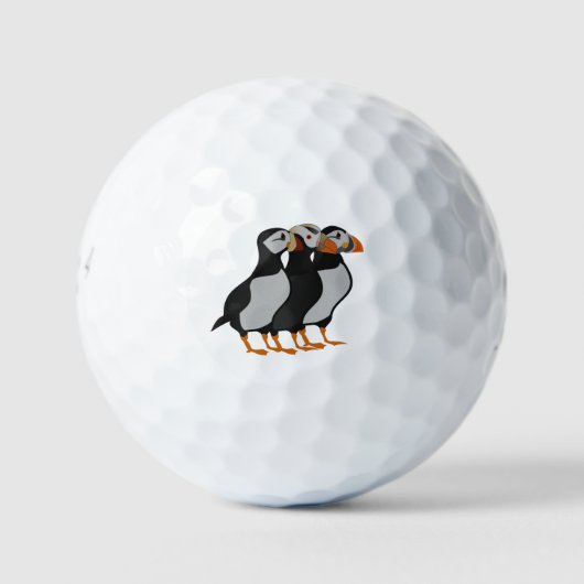 Balles De Golf Trois adorables Puffin debout ensemble Carton (Devant)