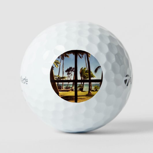 Balles De Golf Tropical Fiji Beach Scene tmtp5 gbcnm (Recto)