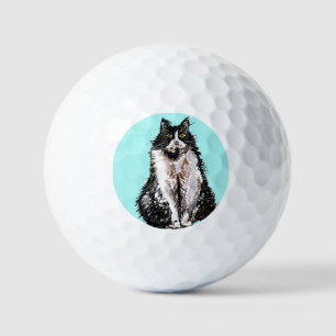 Balles De Golf Tuexdo chat Chats Noir Blanc Aquarelle Papa père