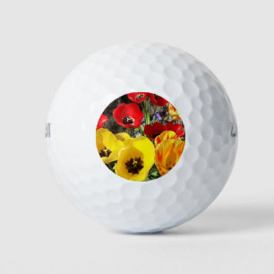 Balles De Golf Tulipes jaunes et rouges 