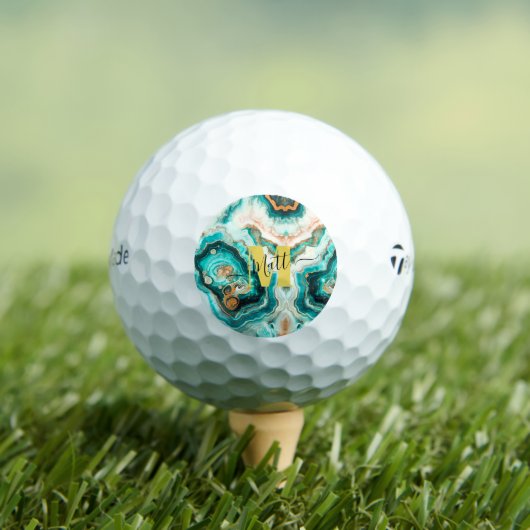 Balles De Golf Turquoise Aqua Agate Golden Custom Monogramme mode (T-shirt Insitu)