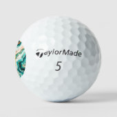 Balles De Golf Turquoise Aqua Agate Golden Custom Monogramme mode (Logo)