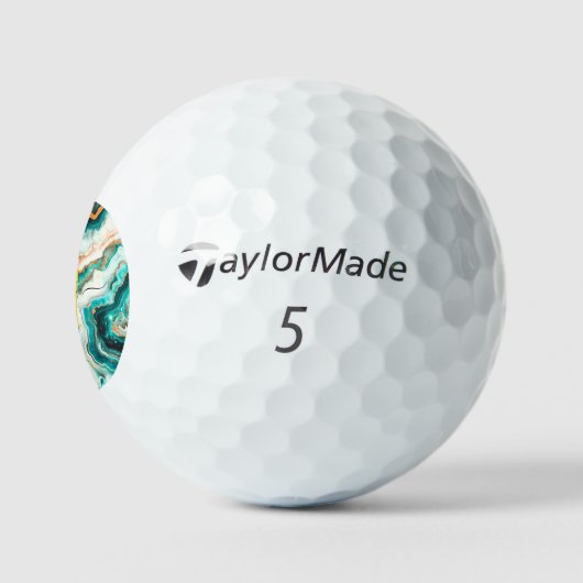 Balles De Golf Turquoise Aqua Agate Golden Custom Monogramme mode (Logo)