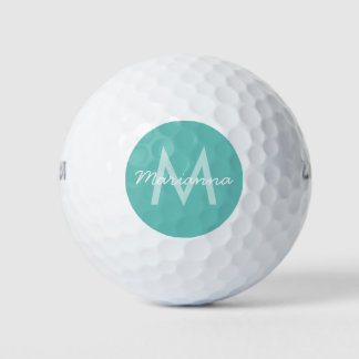 Balles De Golf Turquoise Aqua Blue Modern Monogramme Nom