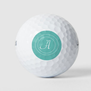 Balles De Golf Turquoise blanc Monogramme initial personnalisé