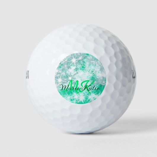 Balles De Golf Turquoise turquoise agate aqua monogramme ajouter  (Devant)