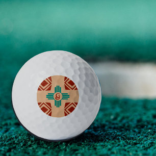 Balles De Golf Turquoise Zia Tribal Brown Tan