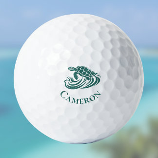 Balles De Golf Turtle in Beach Waves Monogram Name