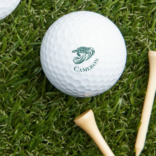 Balles De Golf Turtle in Beach Waves Monogram Name
