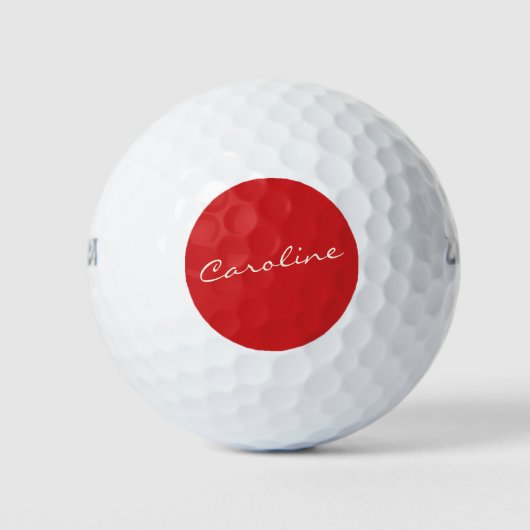 Balles De Golf Typographie de script personnalisée Nom Noël Rouge (Devant)