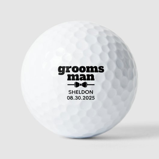 Balles De Golf Typographie noir Groomsman Bow Cravate (Recto)