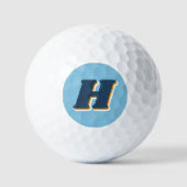 Balles De Golf Typographie Rétro Cool Monogramme Initial | Bleu (Recto)