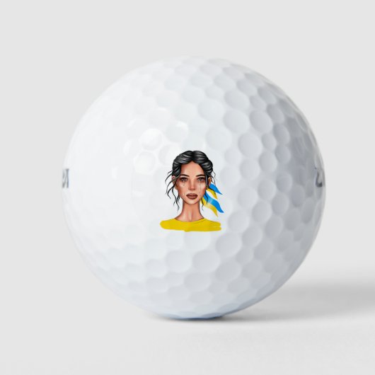 Balles De Golf Ukir Stop War Cheveux noirs (Devant)