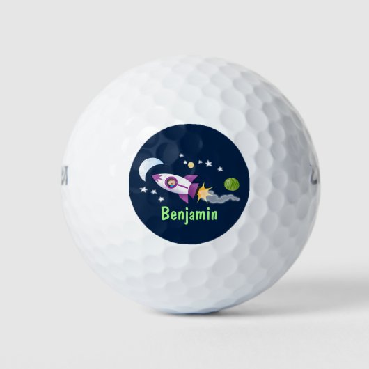 Balles De Golf Un adorable vaisseau-fusée dans l'espace dessin an (Devant)