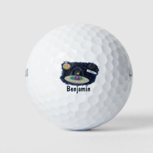 Balles De Golf Un joli poisson heureux dans l'espace dessin animé