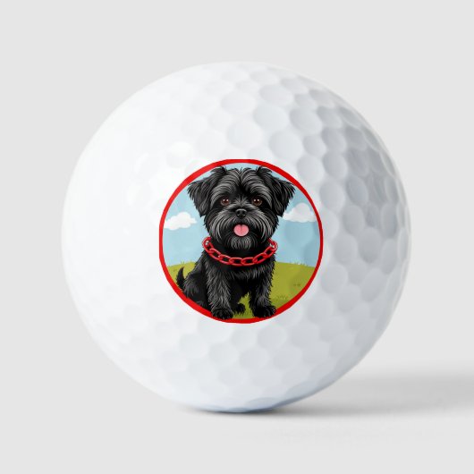 Balles De Golf Un mignon chien noir avec collier rouge en forme d (Recto)