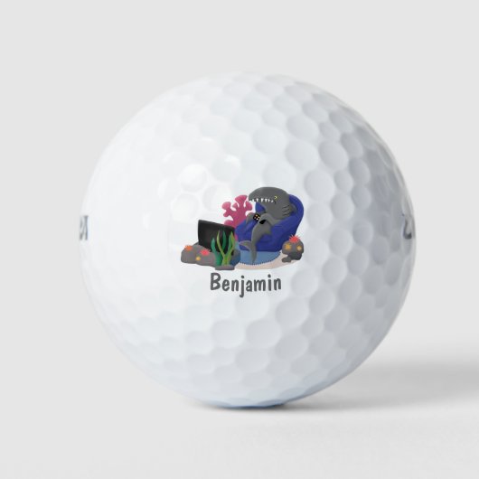 Balles De Golf Un requin drôle en regardant la bande dessinée de  (Devant)