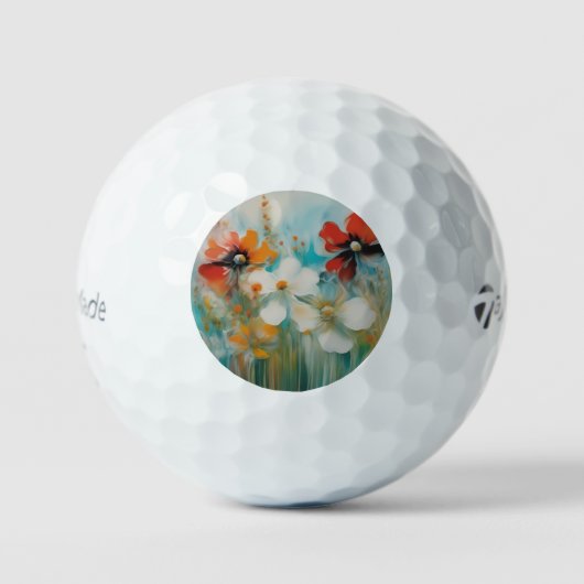Balles De Golf Un tableau abstrait avec des fleurs sauvages (Recto)