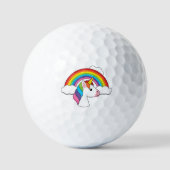 Balles De Golf Unicorne et arc-en-ciel avec nuages Kawaii (Recto)