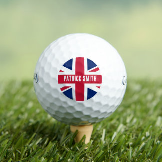 Balles de Golf Union Jack - Nom Monogramme Drapeau