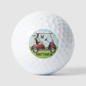 Balles De Golf Unique Classy Custom Red Cart Monogram Name (Recto)