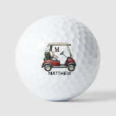 Balles De Golf Unique Custom Red Cart Monogram Name (Recto)