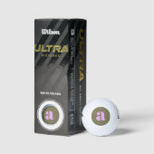 Balles De Golf Unique Olive et Lilac Bold Monogramme rétro initia (Emballage)