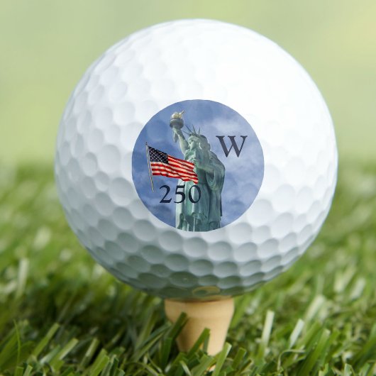Balles De Golf USA 250 American Flag Statue of Liberty Monogram