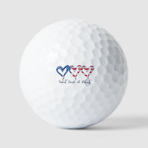 Balles De Golf USA Drapeau Patriotique Coeurs 4 juillet Sweet Lan