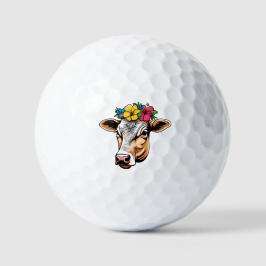 Balles De Golf Vache à fleurs (Recto)