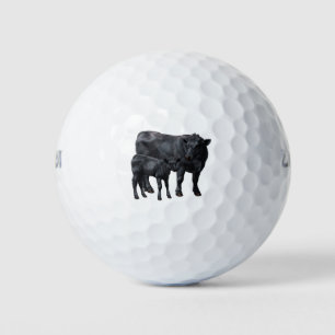 Balles De Golf Vache Angus Noire et veau mignon