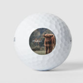 Balles De Golf Vache de Highland calvaire herbe d'automne monogra (Devant)