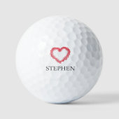 Balles De Golf Valentine’s Gift for Him - Romantic Red Heart Love (Recto)