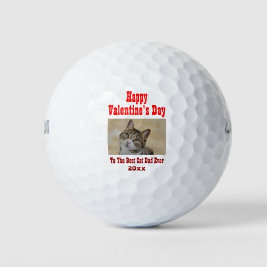 Balles De Golf Valentines Day Meilleur Chat Papa Jamais Photo (Devant)