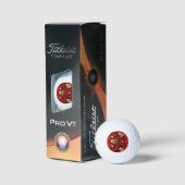 Balles De Golf Valentines dorées et rouges (Conditionnement)