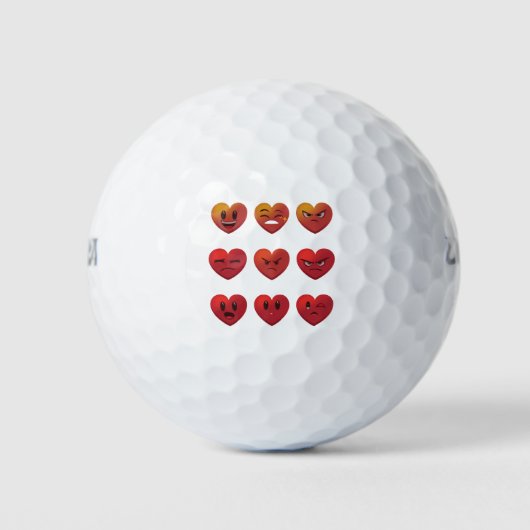 Balles De Golf Valentines Jour Silly Visages Coeurs Drôle (Devant)