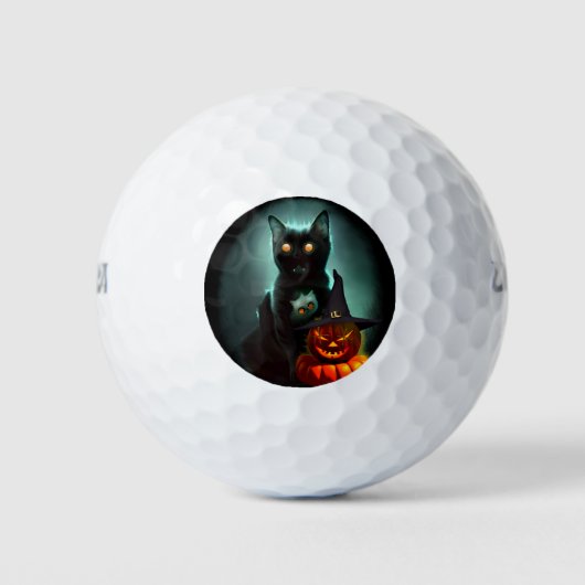 Balles De Golf Vampire Chat et Assistant Citrouille Halloween Sur (Devant)