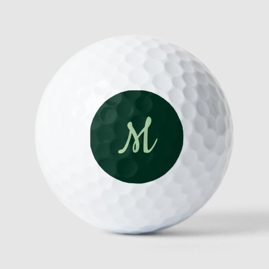 Balles De Golf Vert foncé uni élégant moderne monogramme propre n (Recto)
