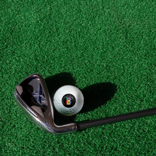 Balles De Golf Vert jaune rouge Monogramme initial B noir blanc