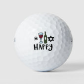 Balles De Golf Vin et bouteille heureux (Devant)