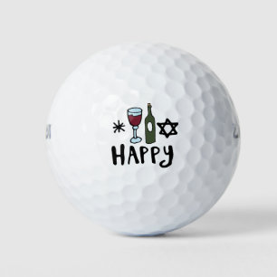 Balles De Golf Vin et bouteille heureux