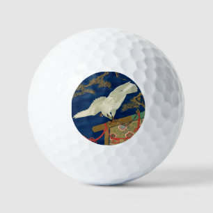 Balles De Golf Vintage Art du Japon Faucon Blanc G.A. Audsley