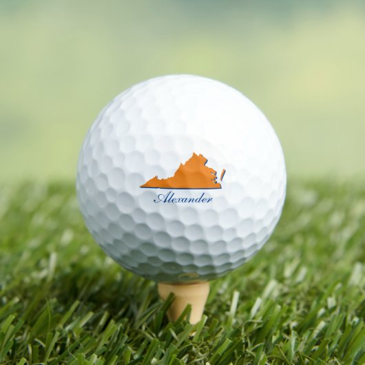 Balles De Golf Virginia State Orange & Blue Name (T-shirt Insitu)