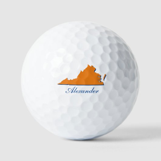 Balles De Golf Virginia State Orange & Blue Name (Recto)