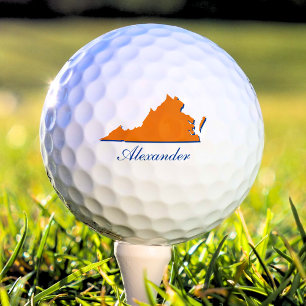 Balles De Golf Virginia State Orange & Blue Name