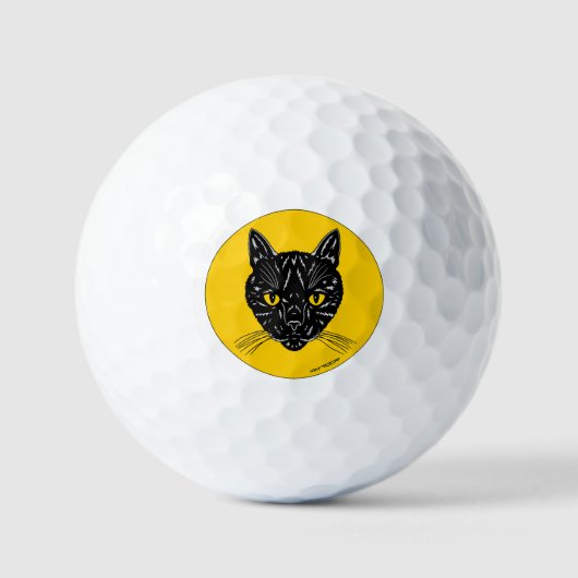 Balles De Golf Visage de chat noir (Recto)
