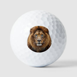 Balles De Golf Visage de lion majestueux aux yeux bleus   Faune A