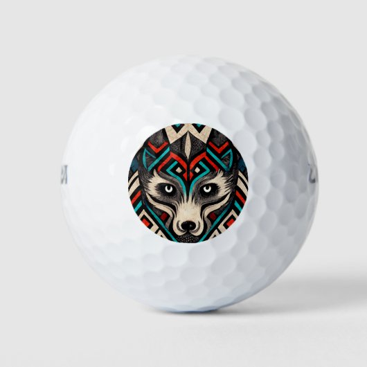 Balles De Golf Visage de loup aztèque (Devant)